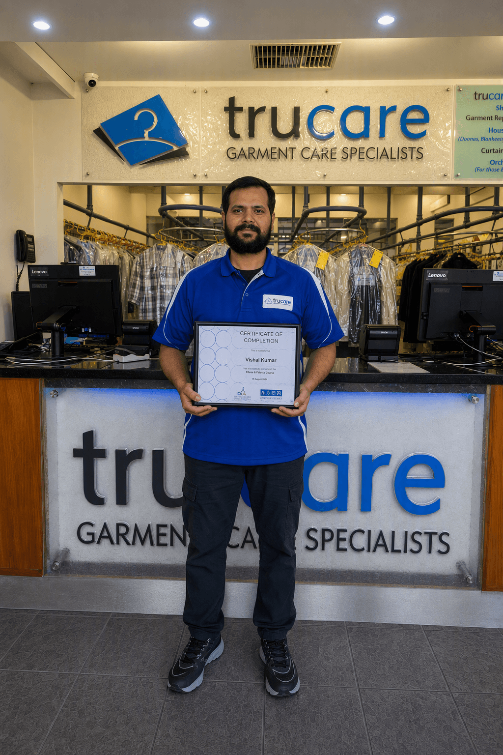 Vishal Kumar with his Certificate of Completion