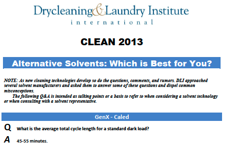 DLI Clean 2013 - Alternative solvents which is best for you