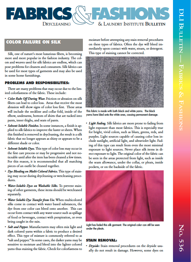 Fabrics & Fashions - Colour failure on silk
