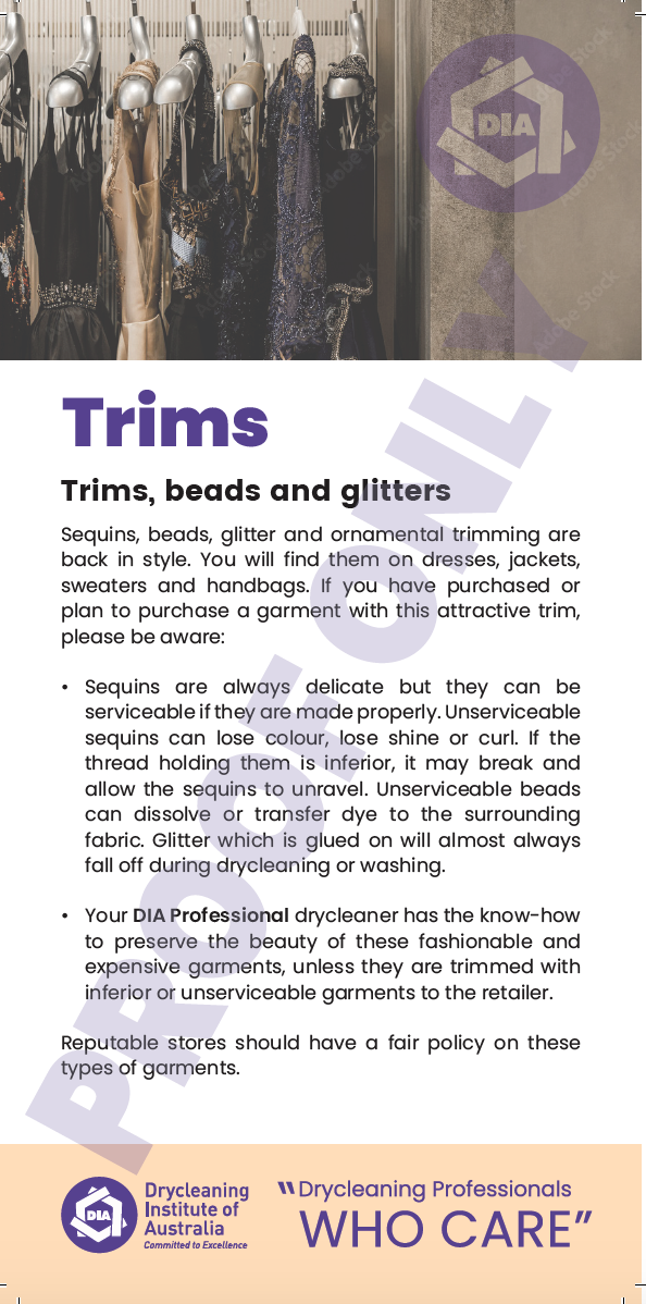 Drycleaning Institute of Australia Point Of Sale Brochures